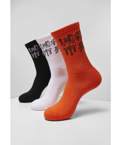 Cvalda.cz - Ponožky 3-pack URBAN CLASSICS (TB4235) Černá / Bílá / Oranžová